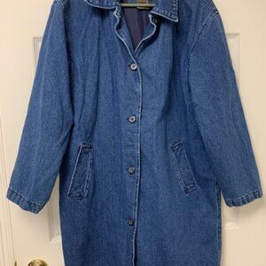 Brandon Thomas Denim Indigo blue Long Coat jacket w lining Size S